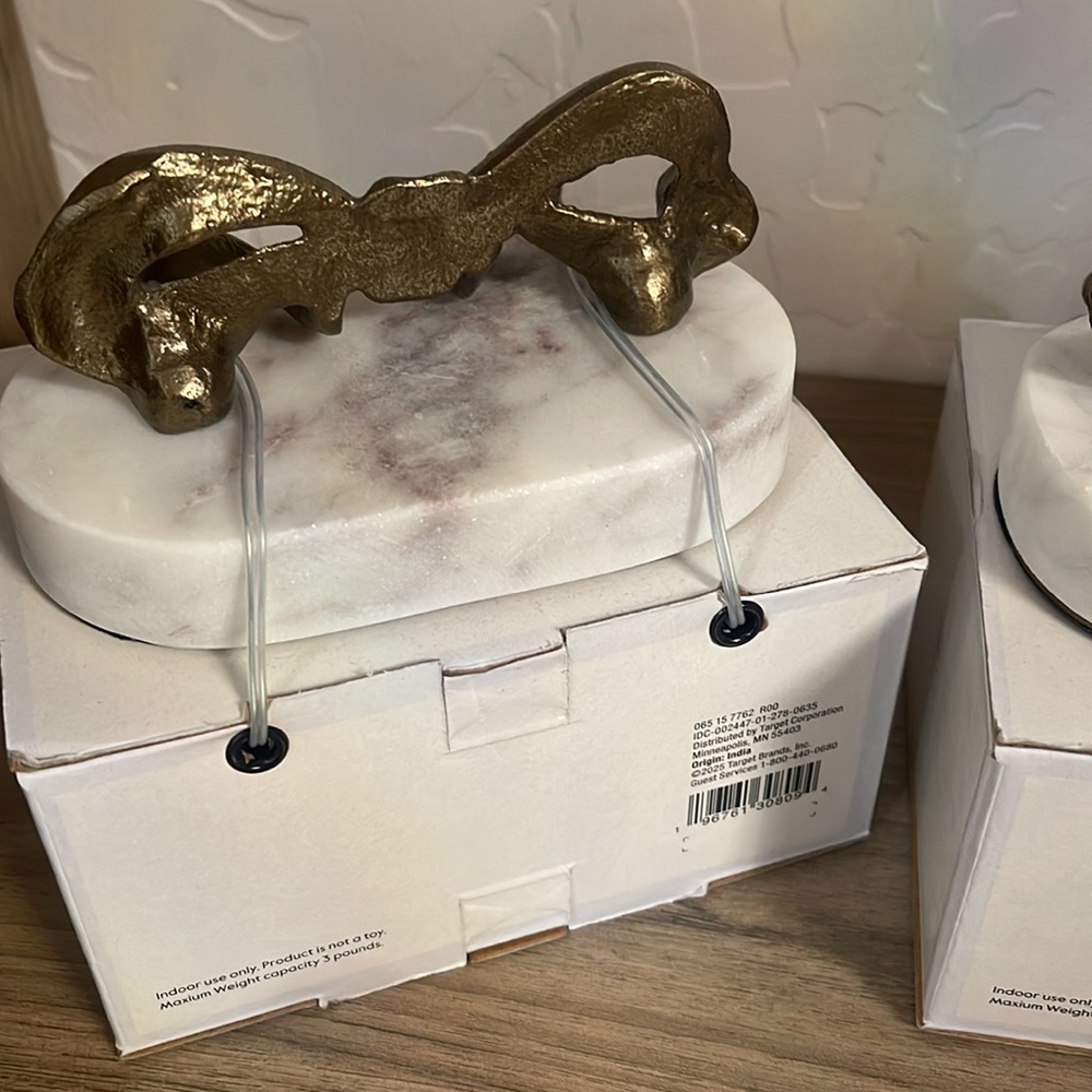 2 l Marble & Metal Bow Christmas Stocking Holder Gold - Threshold Studio McGee - Picture 6 of 7